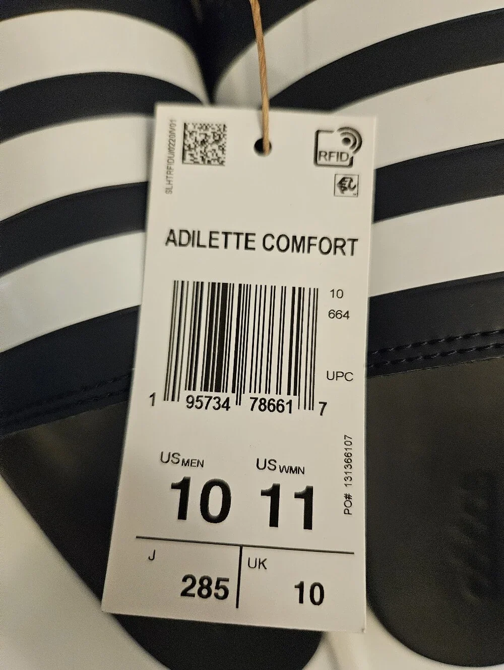 adidas Adilette Comfort Slide Sandals Navy & White Men's Sz 10 Women's Sz 11 NEW